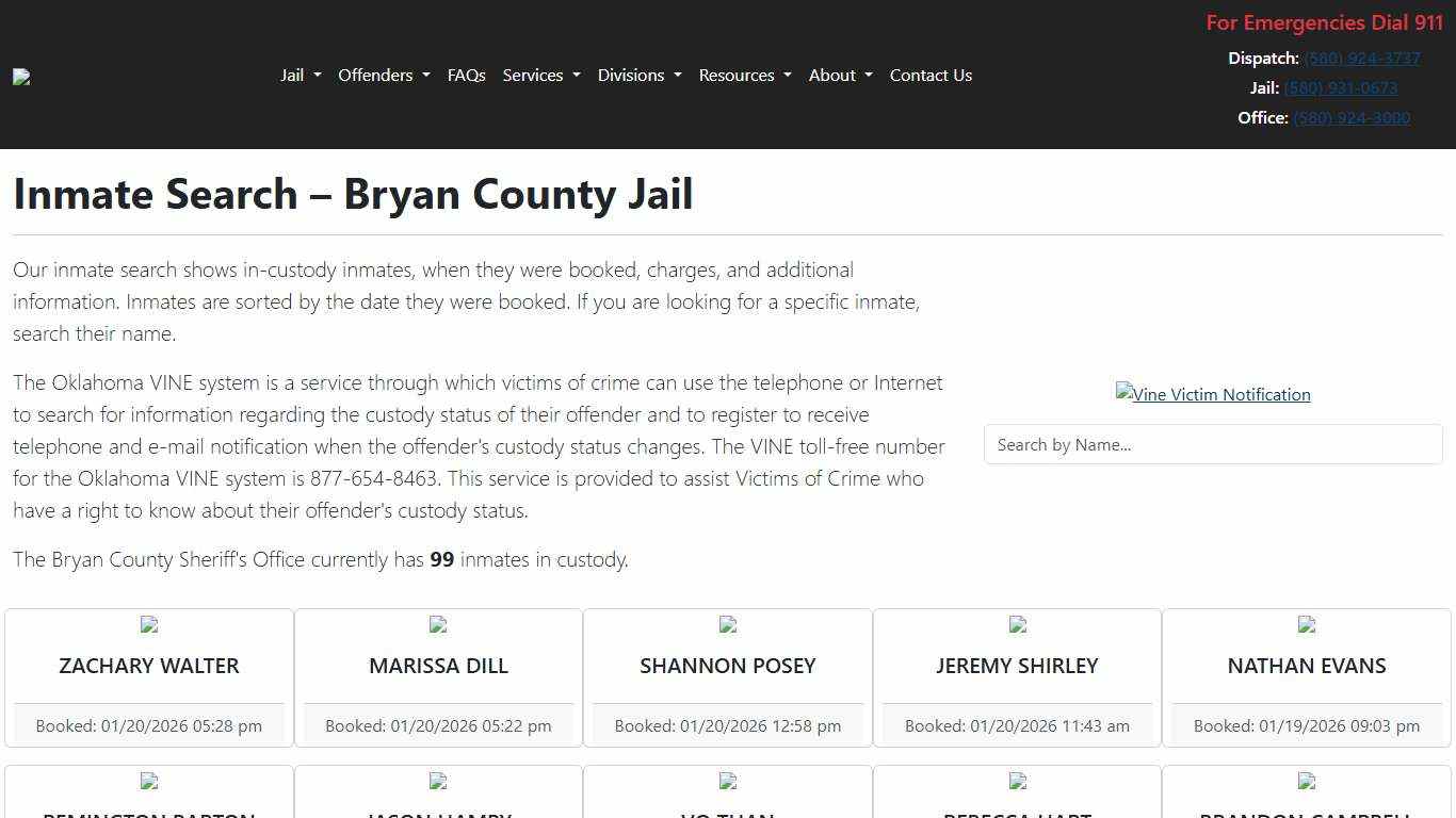 Inmate Search | Bryan County Sheriff's Office
