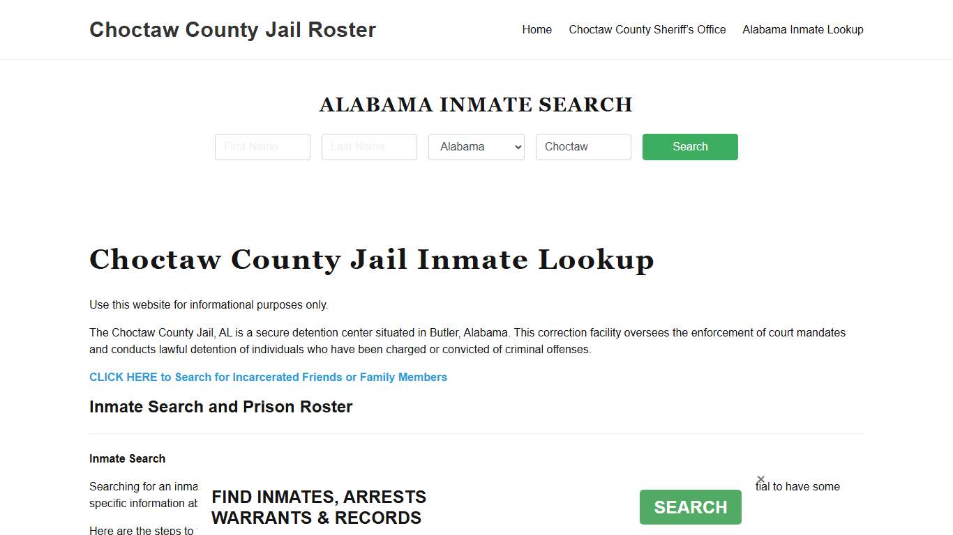 Choctaw County Jail Roster Lookup, AL, Inmate Search