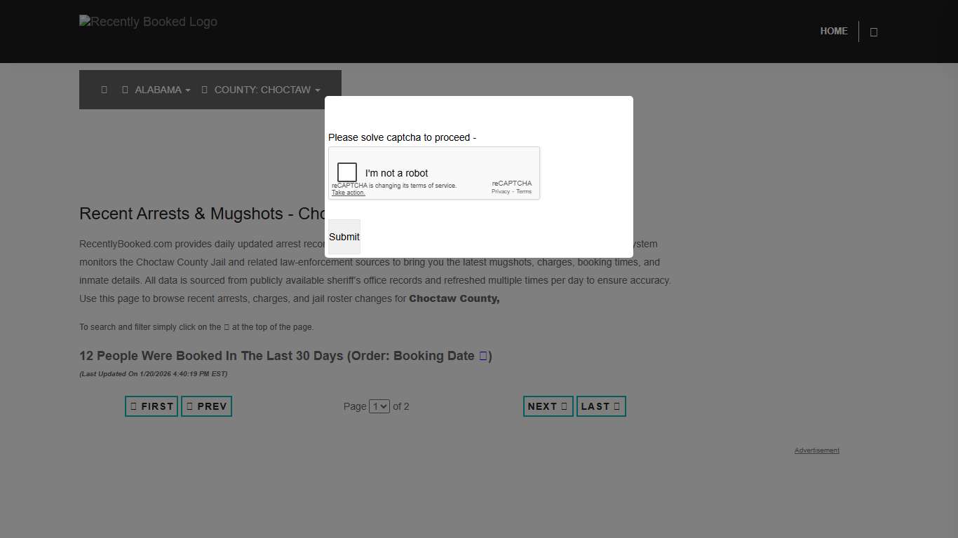 Choctaw County, Alabama Mugshots | RecentlyBooked.com
